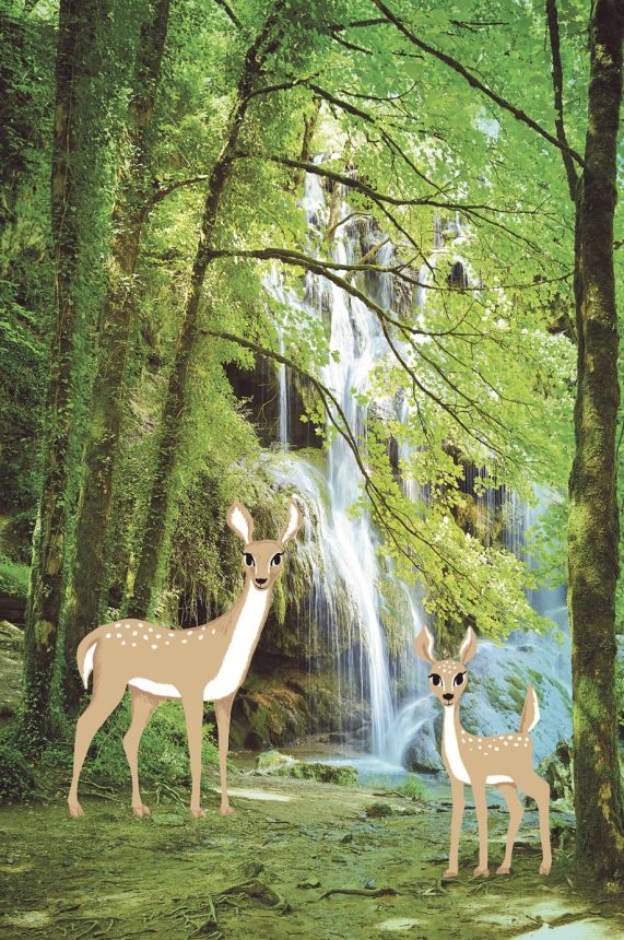Fototapete -  Wasserfall, Hirsch 364135, Wallpower Junior, Eijffinger