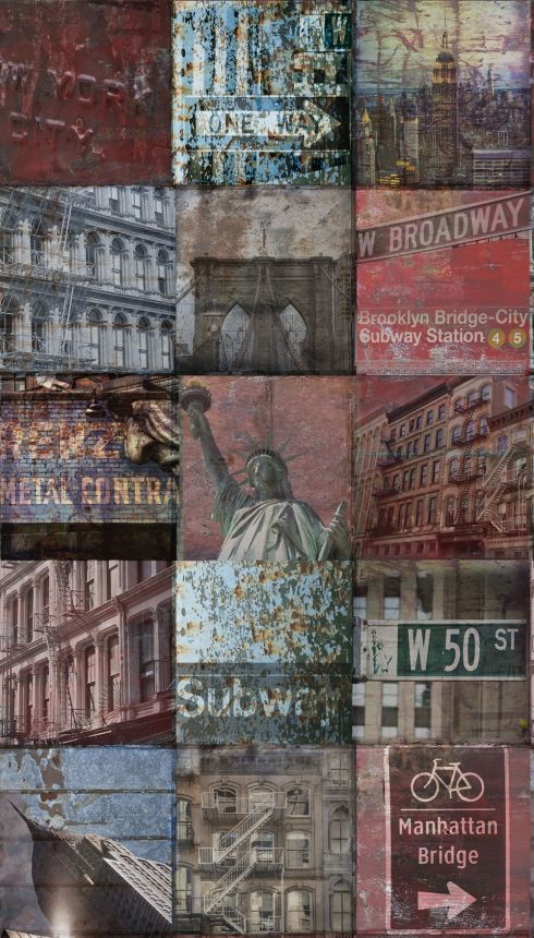 Tapete wandbilder New York Patchwork A40101, 159 x 280 cm, Enthusiast, Murals, Grandeco