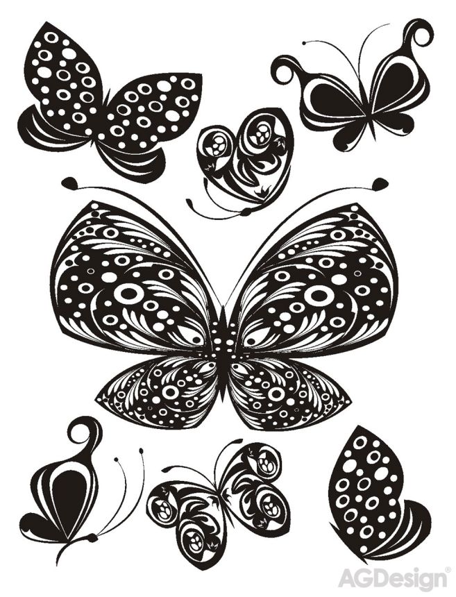 Selbstklebende Wanddekoration F 0459, Schwarze Schmetterlinge, AG Design