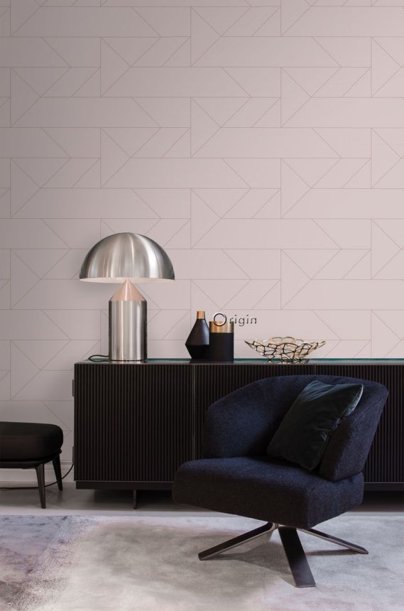 Alte rosafarbene geometrische Tapete, metallische Linien 347721, City Chic, Origin 