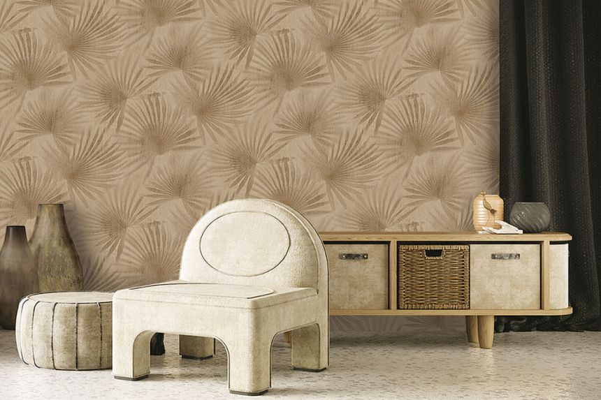 Weiß-graue Luxustapete mit Palmenblättern 72912, Zen, Emiliana Parati 