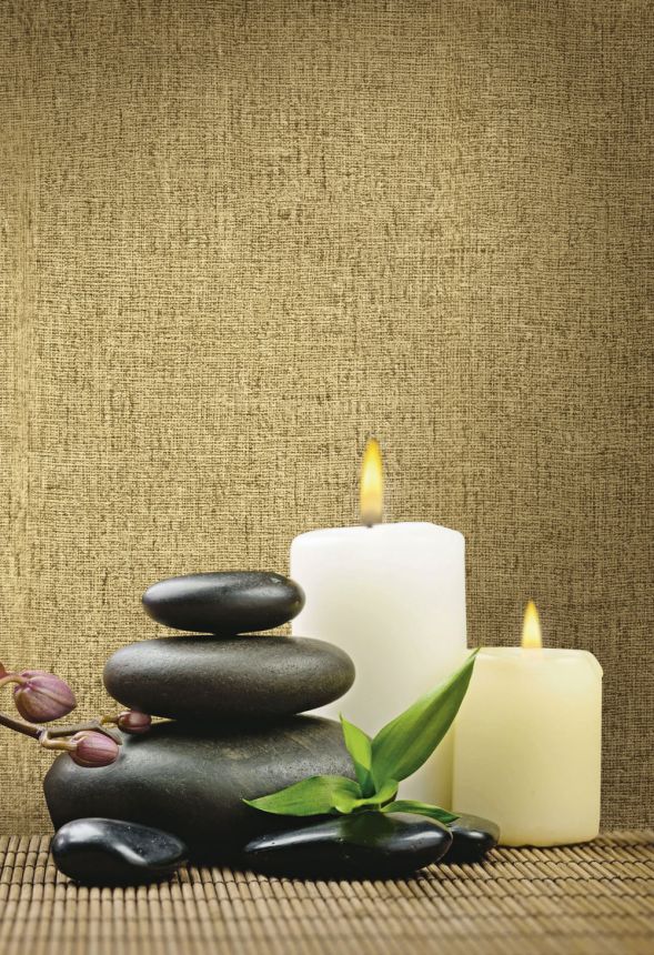 Ocker-goldene Luxustapete, Stoffimitation 72920, Zen, Emiliana Parati 