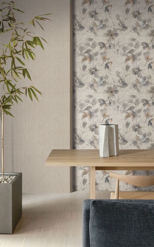 Luxuriöse beigefarbene Blumentapete 72955, Zen, Emiliana Parati 