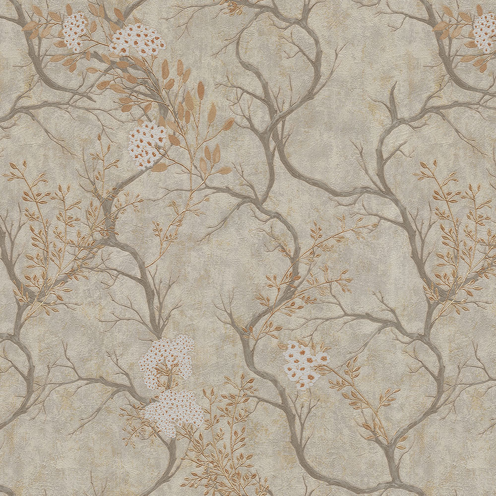 Braune Luxustapete, Zweige, Blüten 72958, Zen, Emiliana Parati 