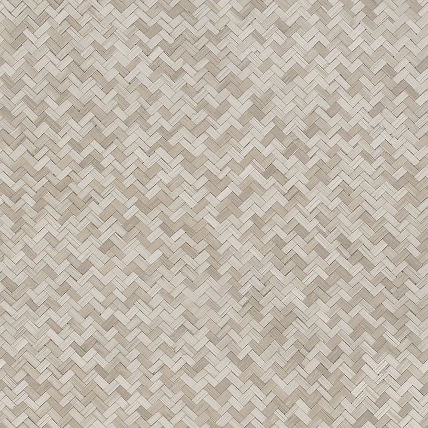 Beigefarbene Luxustapete, Rattan geflochten 33309, Botanica, Marburg