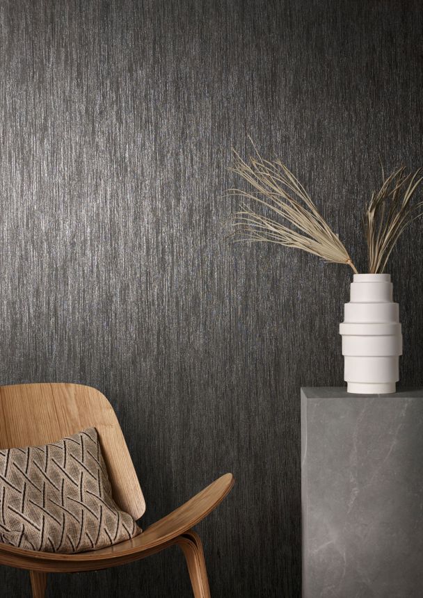 Luxustapete in Schwarz und Silber 33250, Natural Opulence, Marburg