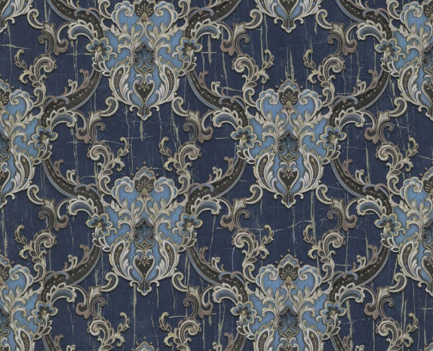 Luxuriöse blau-goldene Vlies-Barocktapete, 86065, Valentin Yudashkin 5, Emiliana Parati