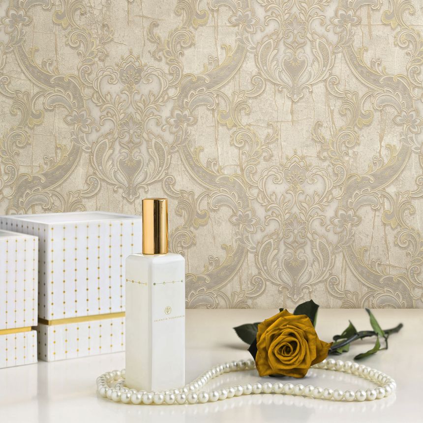 Luxuriöse creme-goldene Vlies-Barocktapete, 86066, Valentin Yudashkin 5, Emiliana Parati
