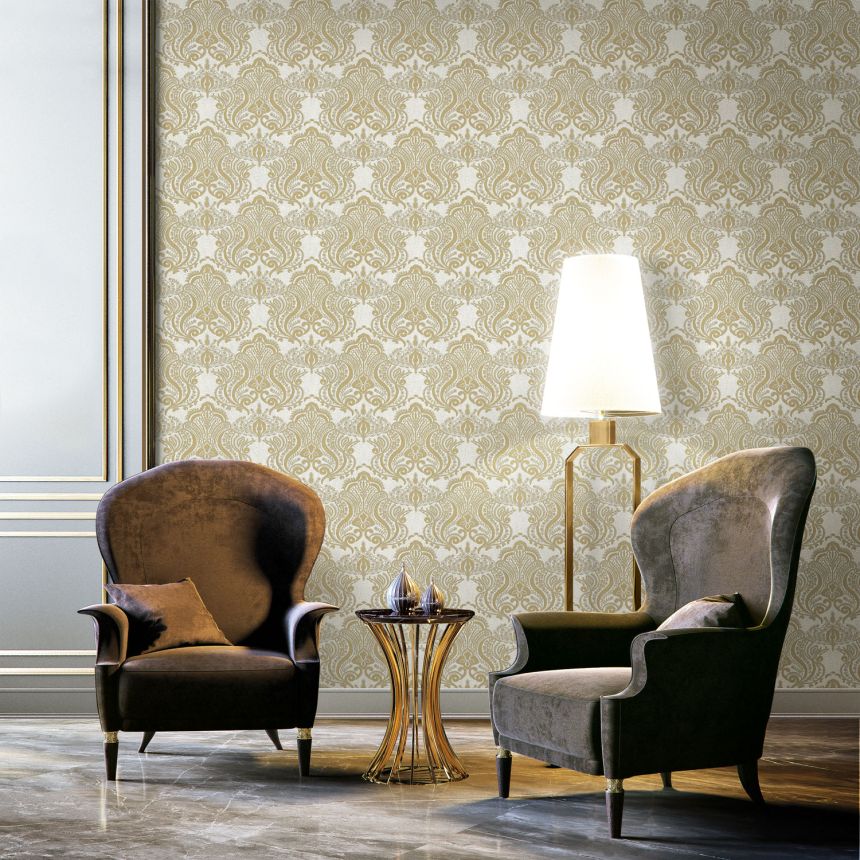 Luxuriöse weiß-goldene Vlies-Barocktapete, 86075, Valentin Yudashkin 5, Emiliana Parati
