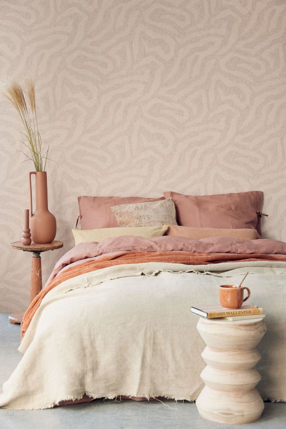 Beige-rosa Tapete, Wellen, 324002, Embrace, Eijffinger