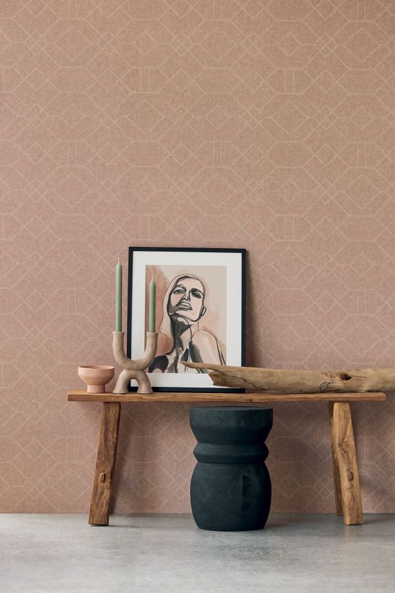 Altrosa Tapete mit geometrischem Muster, 324012, Embrace, Eijffinger