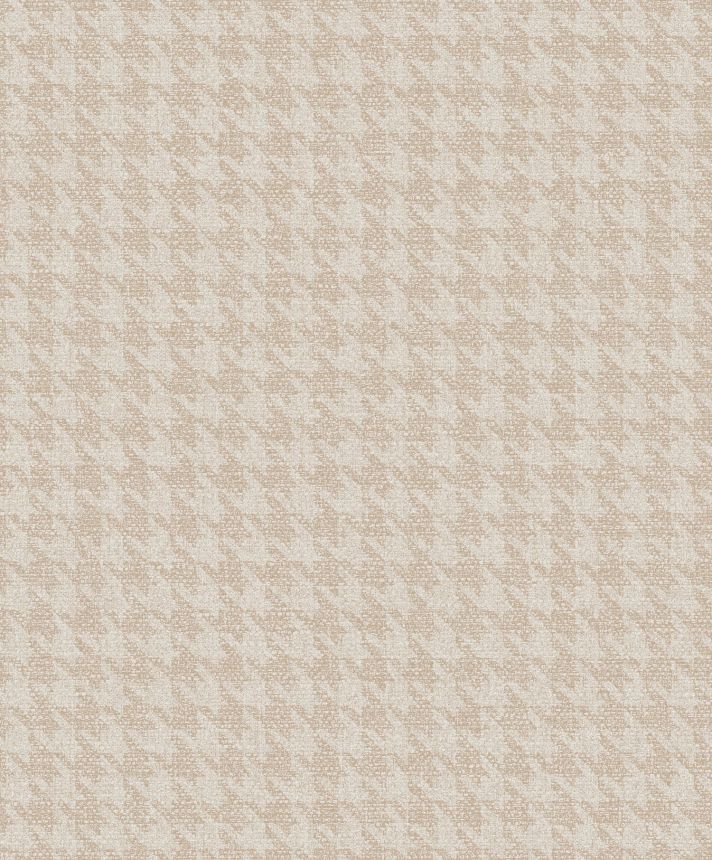 Beigefarbene Tapete, Stoffimitat, Hahnspurenmuster, ILA501, Aquila, Khroma by Masureel