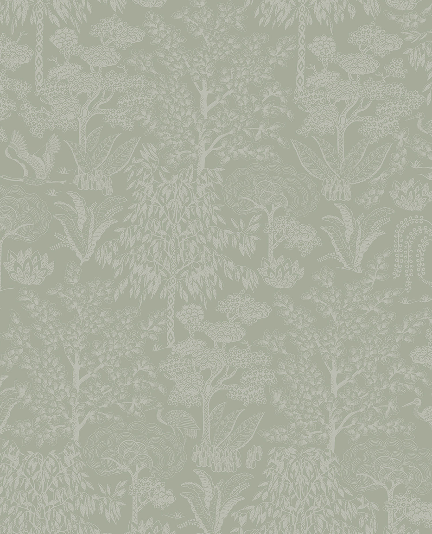 Grün-silberne Tapete, Bäume, 333111  Pip Studio 6, Eijffinger