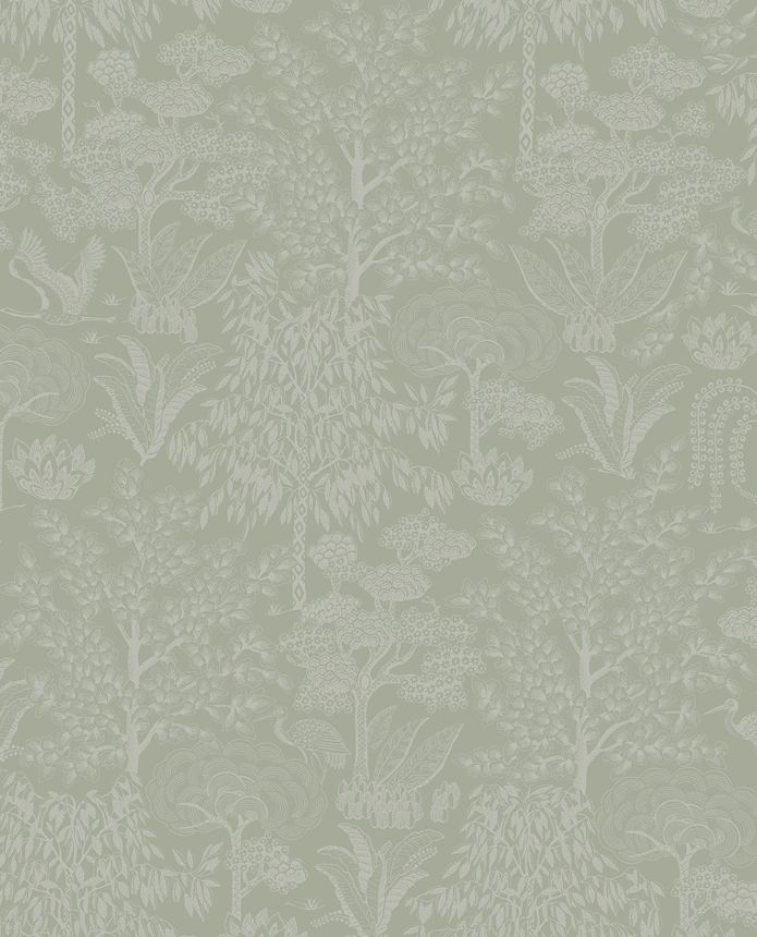 Grün-silberne Tapete, Bäume, 333111  Pip Studio 6, Eijffinger