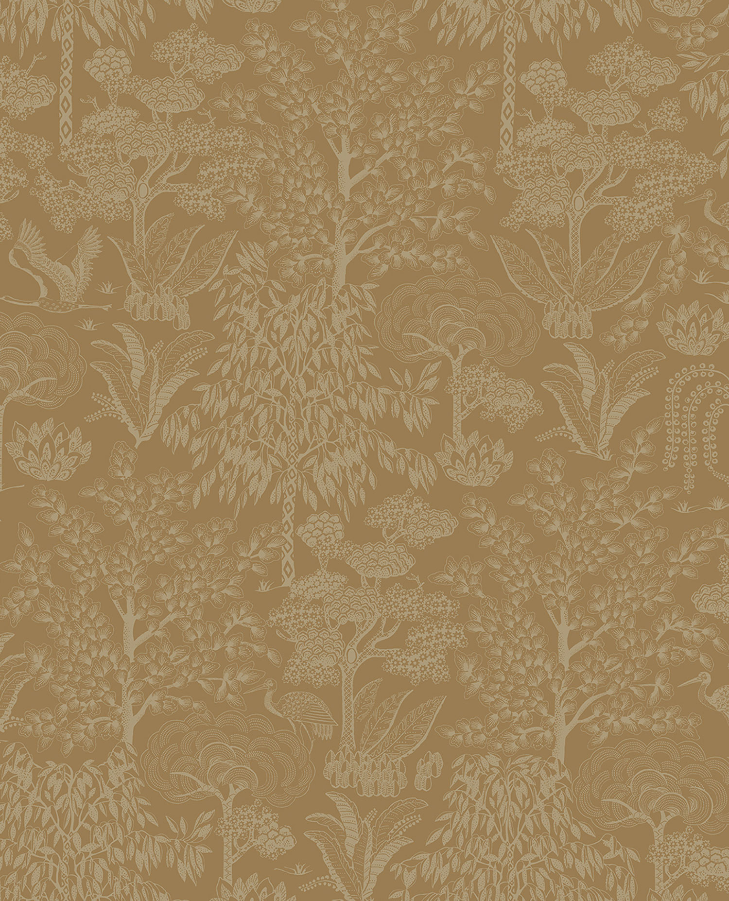 Ocker-goldene Tapete mit Bäumen,  333112  Pip Studio 6, Eijffinger