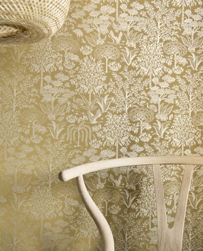 Ocker-goldene Tapete mit Bäumen,  333112  Pip Studio 6, Eijffinger