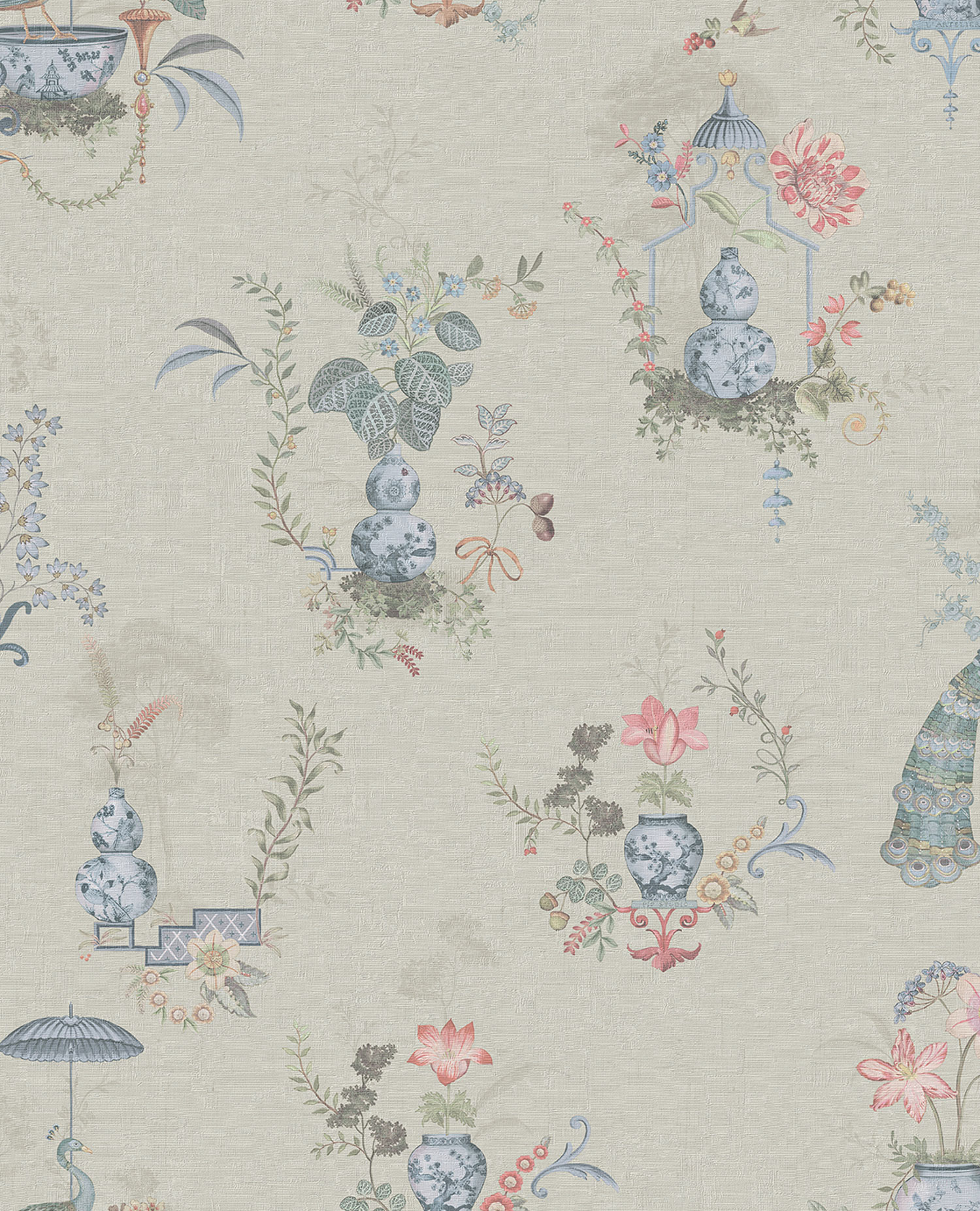 Beige Tapete, Bäume, Pfauen, 333140  Pip Studio 6, Eijffinger