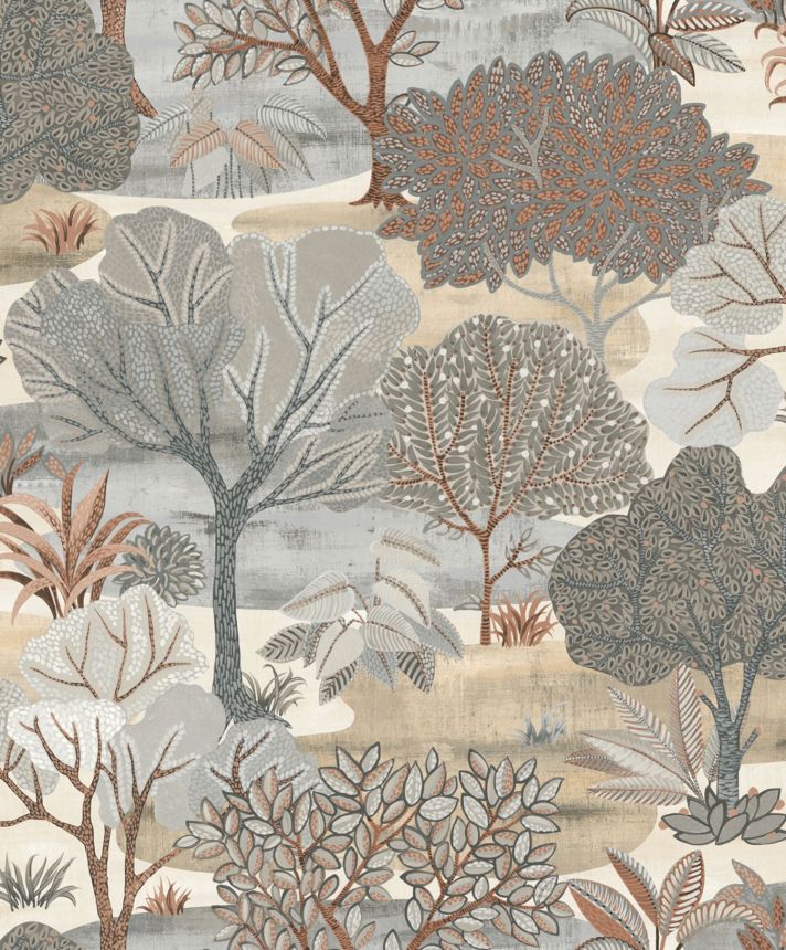 Graubraune Tapete, Bäume, AL26251, Allure, Decoprint