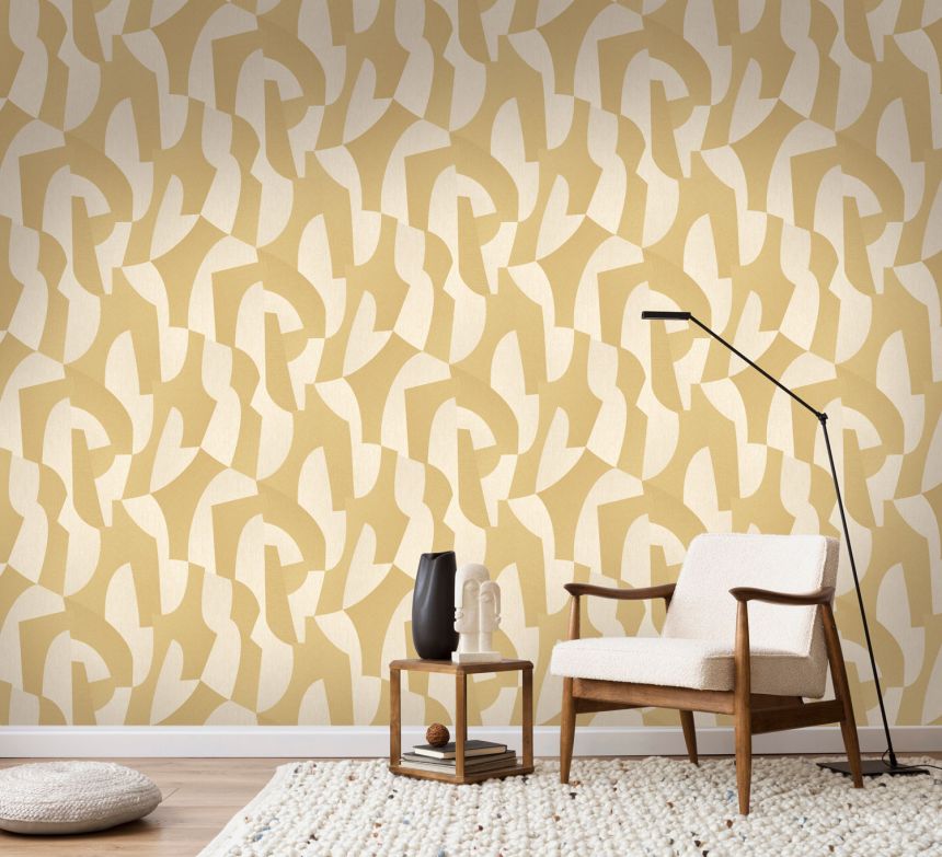 Ockerfarbene geometrische Tapete, AL26271, Allure, Decoprint
