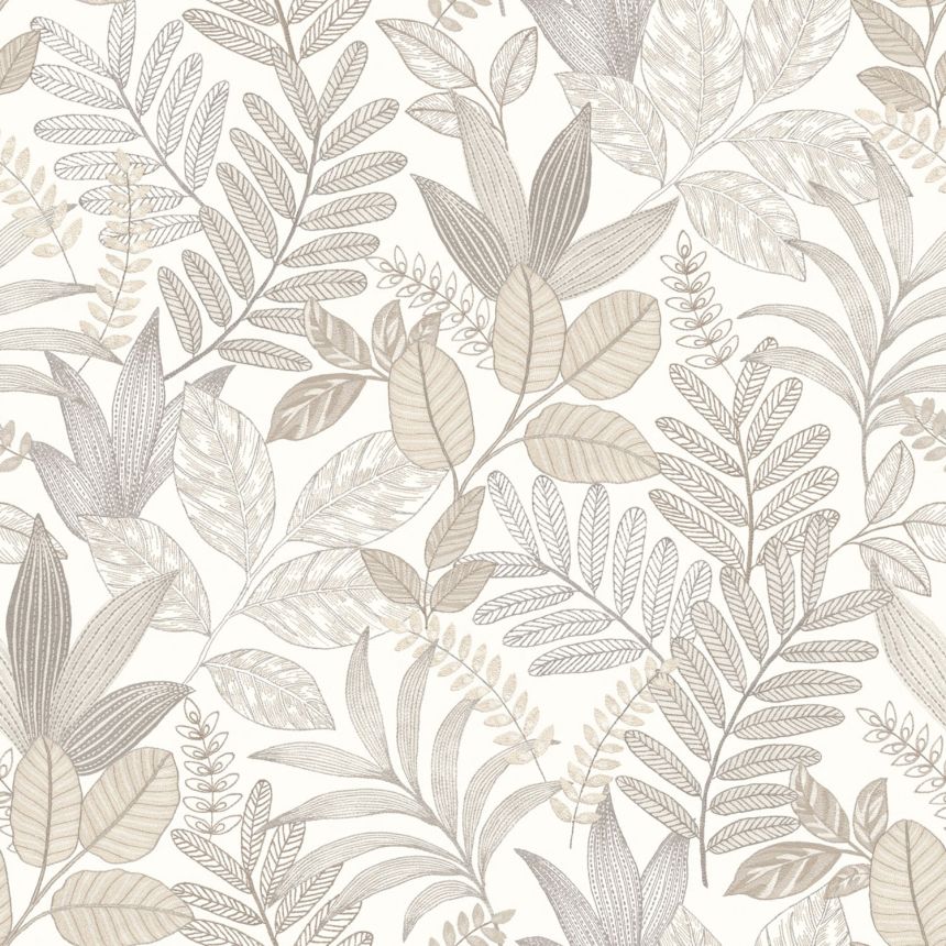 Grau-beige Tapete mit Blättern, AL26290, Allure, Decoprint