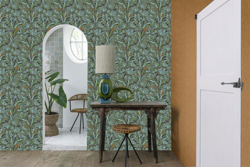 Grün-graue Blumentapete, BA26071, Brazil, Decoprint