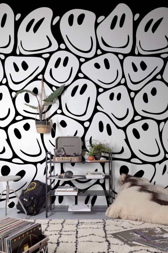 Schwarz-weiße Fototapete, Smileys, ML3101 Mural Joung edition Grandeco