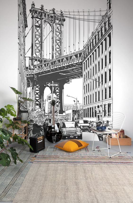Schwarz-weiße Fototapete, Brücke, ML3601, Mural Young Edition, Grandeco