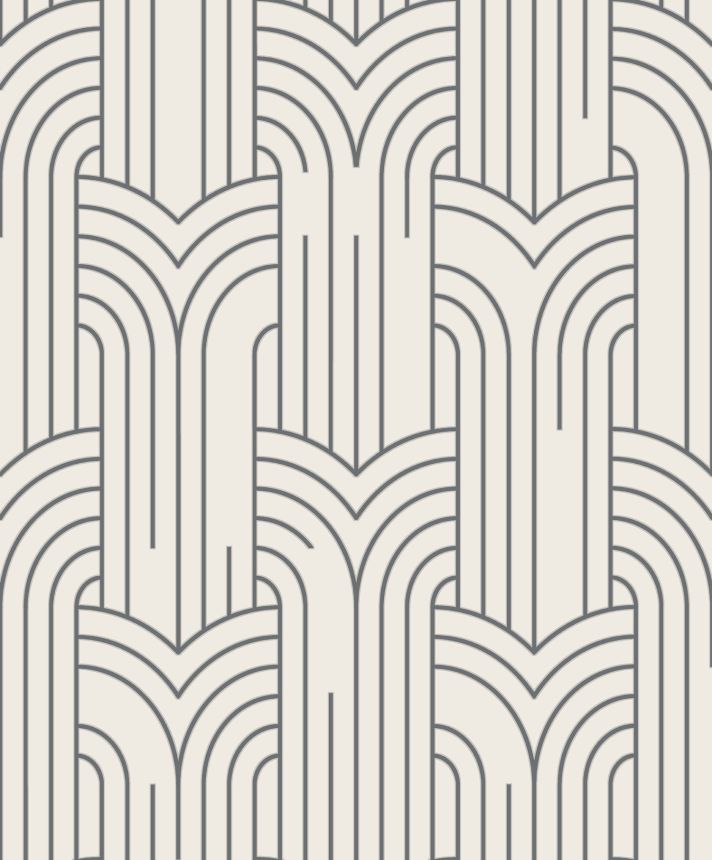 Weiß-silberne Tapete mit geometrischen Mustern, Art Deco, M42129, Elegance, Ugepa