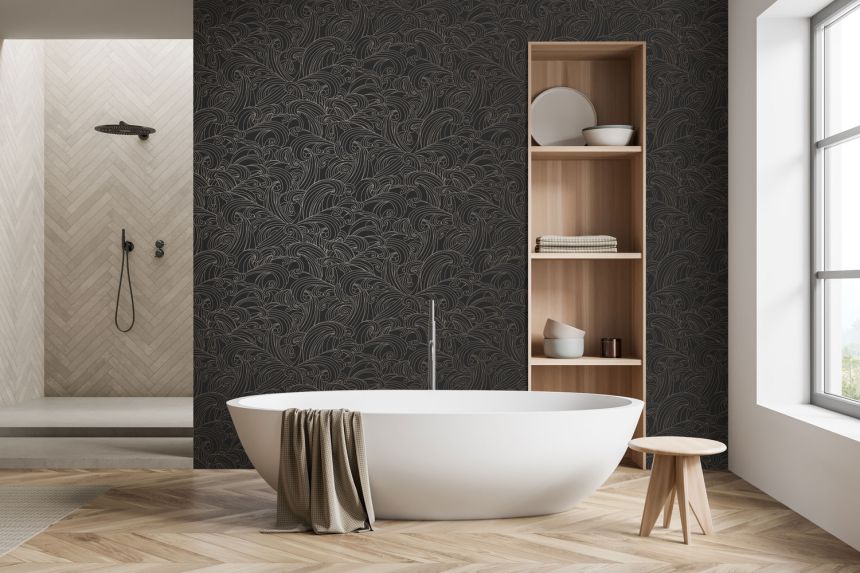 Schwarze Tapete, Meereswellen, M62919, Elegance, Ugepa