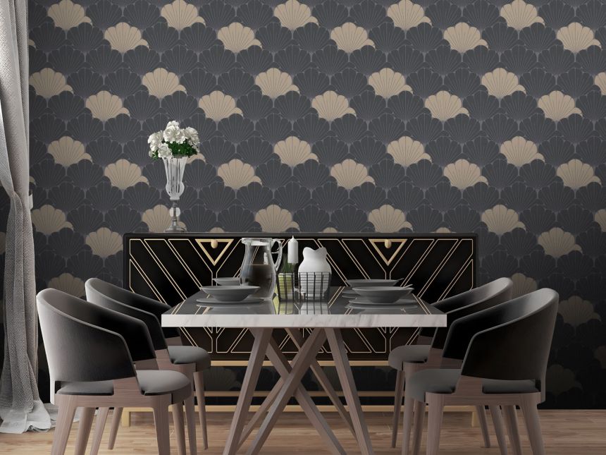 Schwarz-goldene Blumentapete, M64009, Elegance, Ugepa