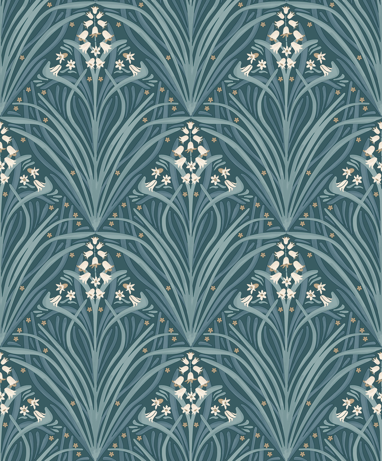 Grüne Blumentapete, Art Deco, M66114, Elegance, Ugepa
