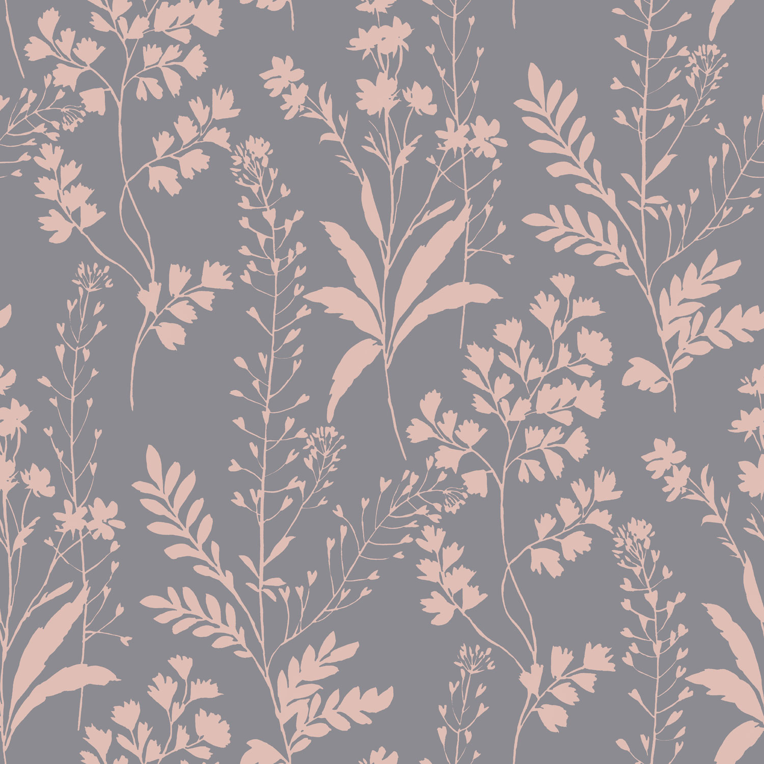 Grau-rosa Tapete, Blätter, M52803, Botanique, Ugepa