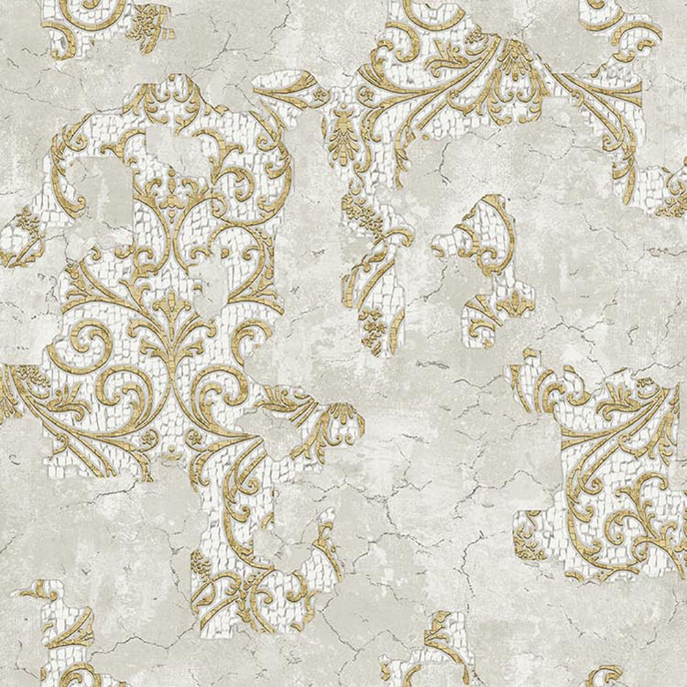 Luxuriöse grau-goldene Barocktapete, 47702, Eterna, Parato