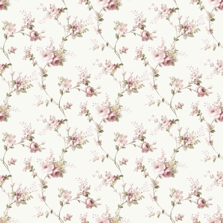 Weiße Vliestapete mit Blumenmuster, 12318, Fiori Country, Parato