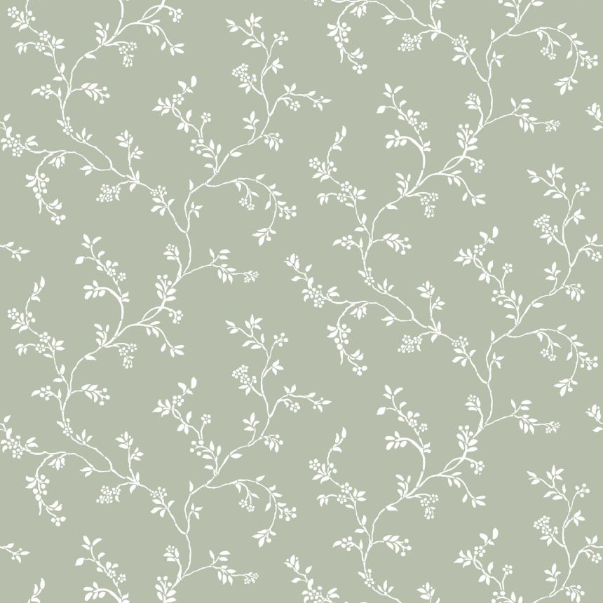 Grüne Blumentapete, 12355, Fiori Country, Parato