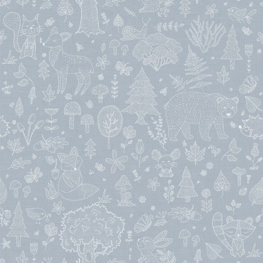 Blaue Kindertapete, Tiere, Pflanzen, 14806, Happy, Parato