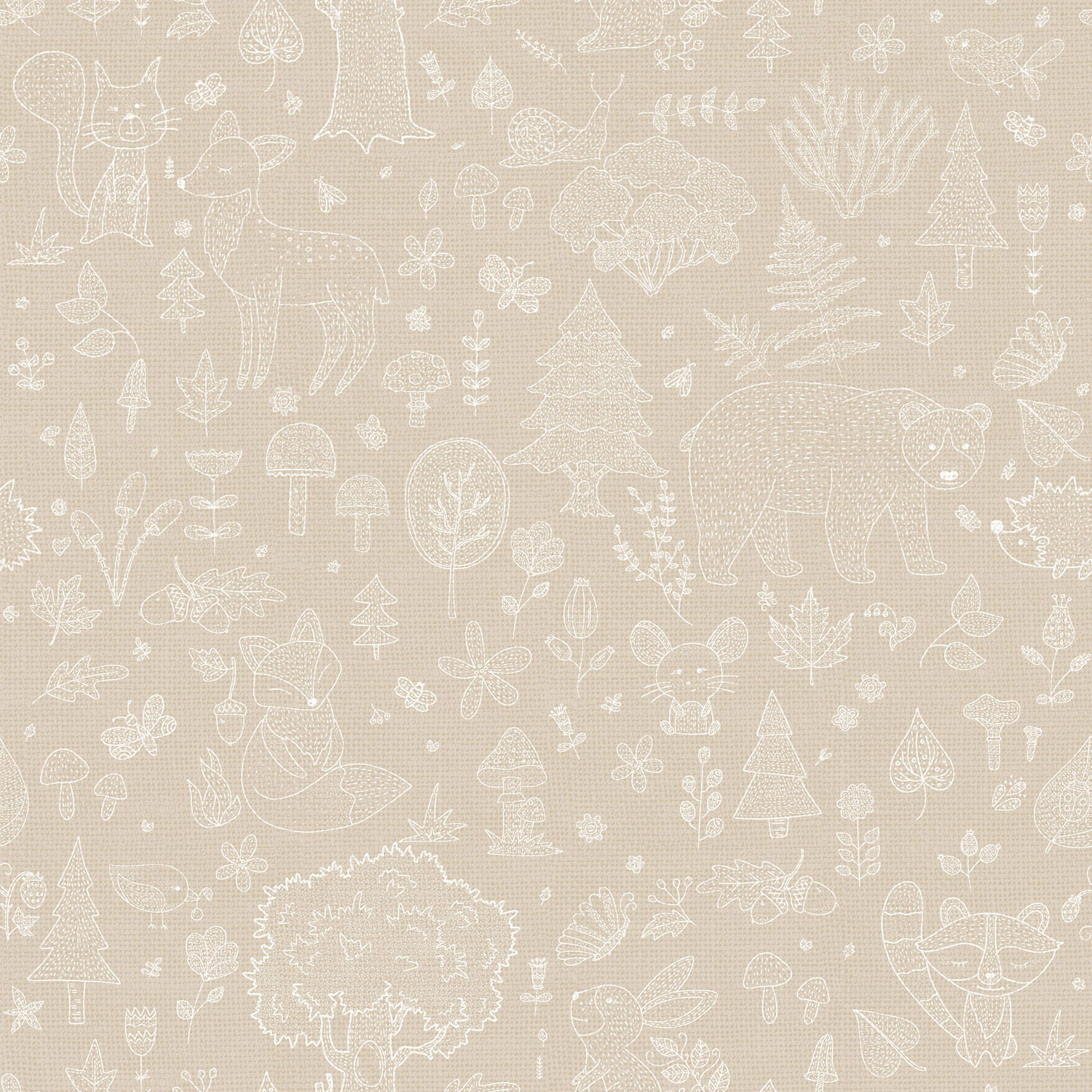 Beige Kindertapete, Tiere, Pflanzen, 14809, Happy, Parato
