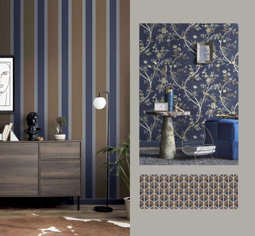 Beigegraue Tapete mit geometrischem Muster, 28866, Thema, Cristiana Masi by Parato