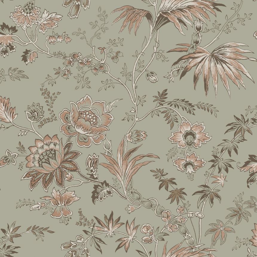 Grüne florale Vliestapete, 139297, Vintage Flowers, Esta Home