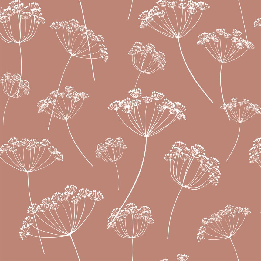 Braune Blumentapete, Gräser, 139320, Vintage Flowers, Esta Home