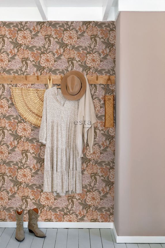 Beige florale Vliestapete, 139380, Vintage Flowers, Esta Home