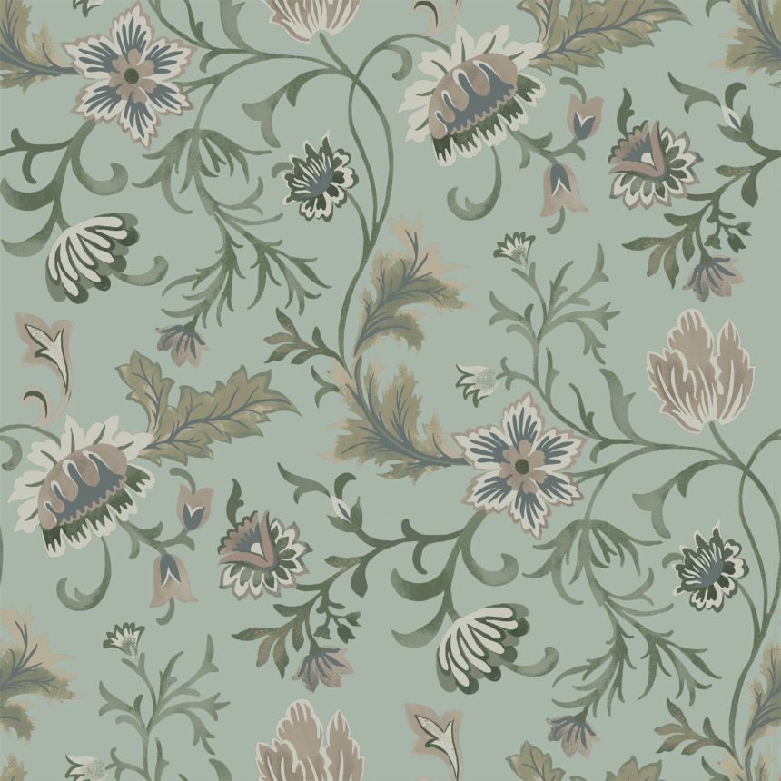 Graublaue florale Vliestapete, 139413, Vintage Flowers, Esta Home