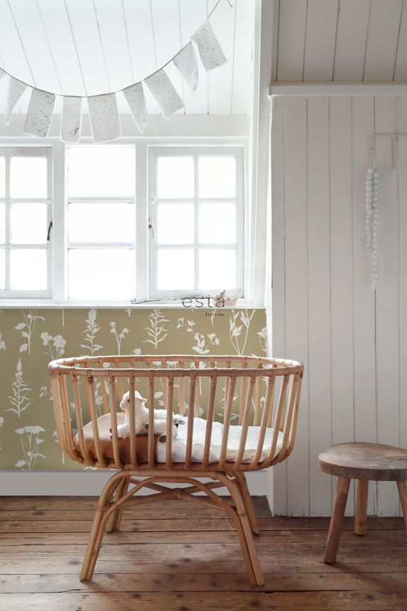 Braune Vliestapete, Blumen, Blätter, 139483, Vintage Flowers, Esta Home