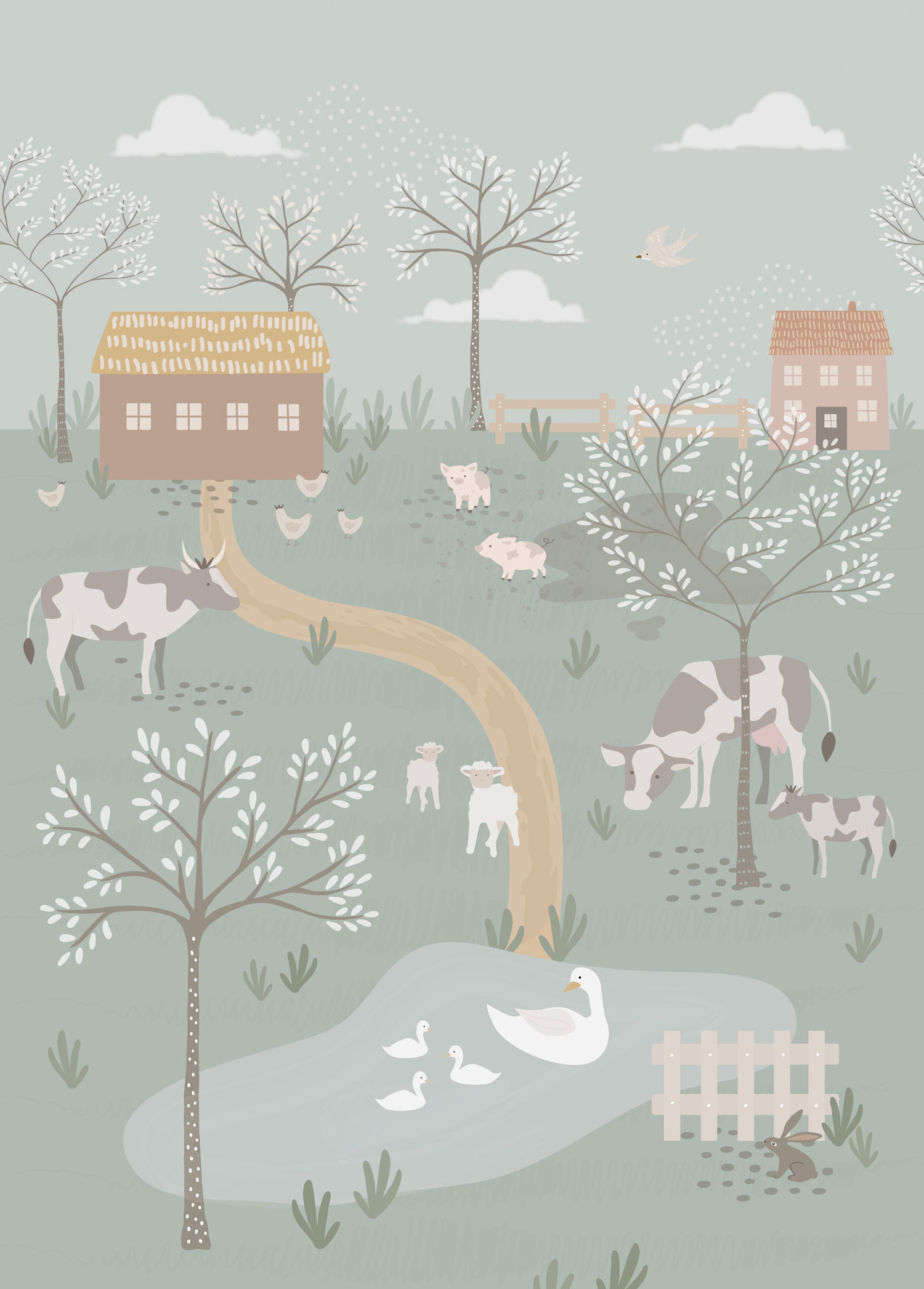 Kinder-Fototapete, Tieren vom Bauernhof, 159242, To the Moon and Back, Esta Home