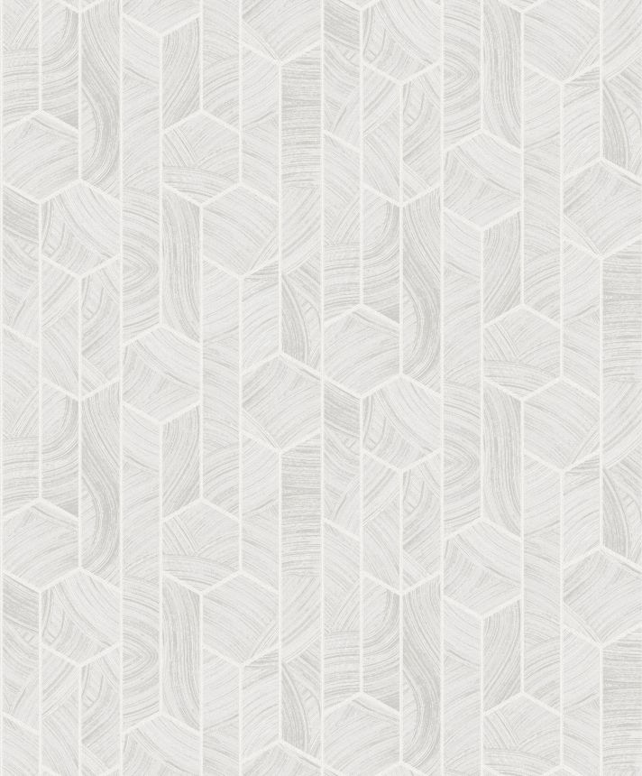 Grau-weiße Tapete mit geometrischem Muster, SUM102, Summer, Khroma by Masureel