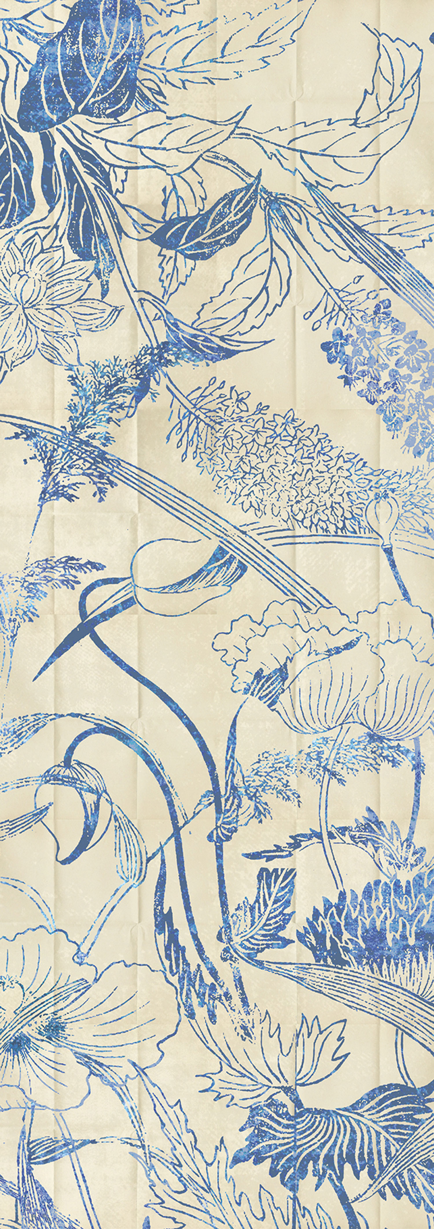 Blaue Fototapete, Blumen, Blätter, DG3LEI1032, Wall Designs III, Khroma by Masureel