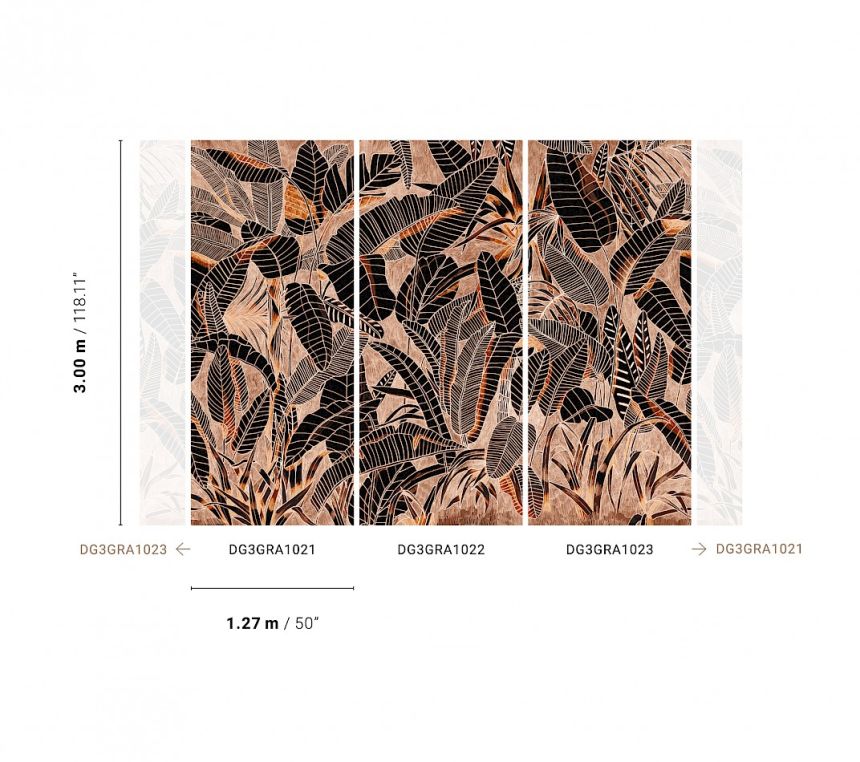 Braune Fototapete, Blätter, DG3GRA1021, Wall Designs III, Khroma by Masureel