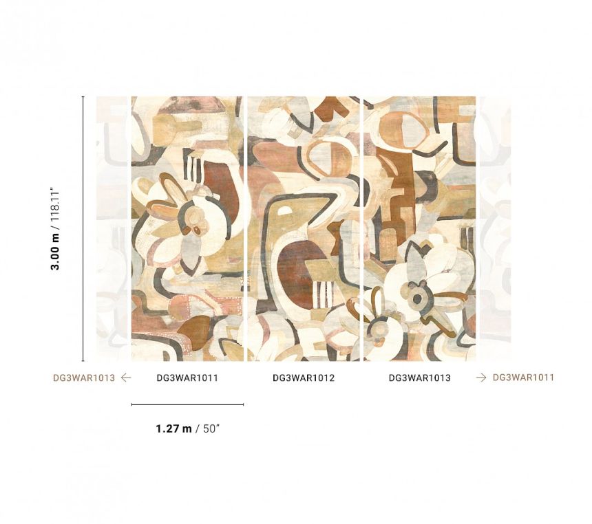 Braun-beige grafische Fototapete, DG3WAR1013, Wall Designs III, Khroma by Masureel