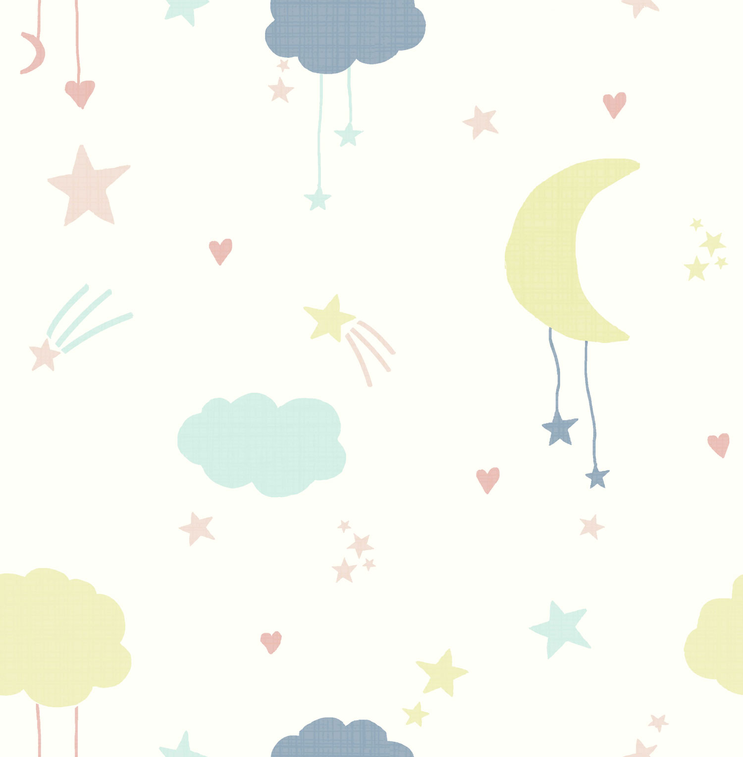 Kindertapete mit Wolken und Sternen, 118593, Next