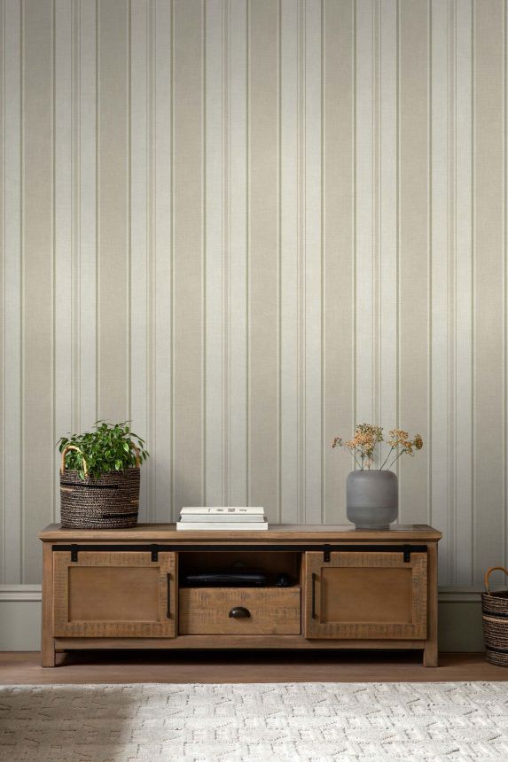 Grau-beige gestreifte Tapete, 118292, Next